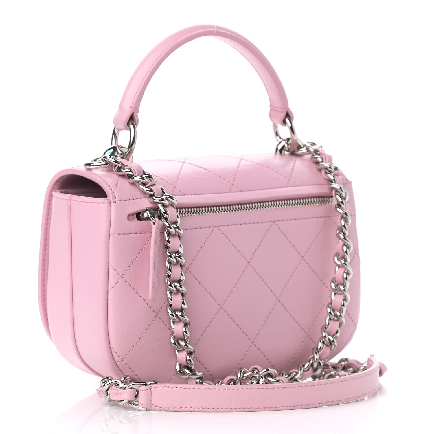 Chanel Calfskin Stitched Small Ring My Bag Flap Crossbody Pink 2 of 10