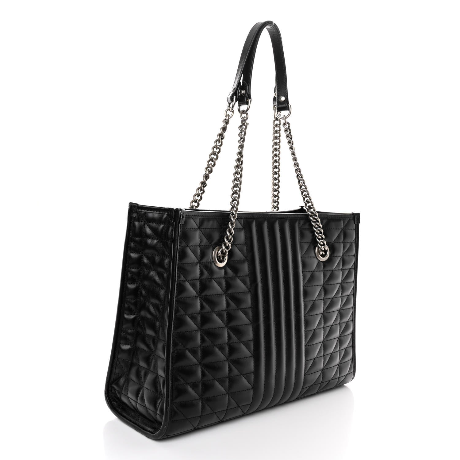 Gucci Calfskin Matelasse Aria Medium GG Marmont Shoulder Tote Black 3 of 11