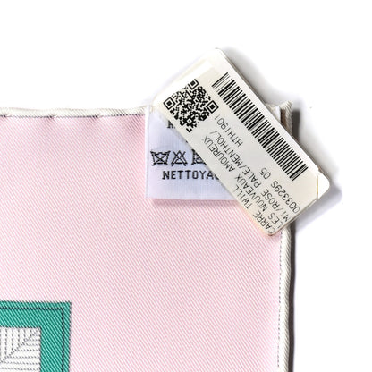 Hermes Silk Les Nouveaux Amoureux de Paris Scarf 90 Rose Pale Menthol 2 of 6