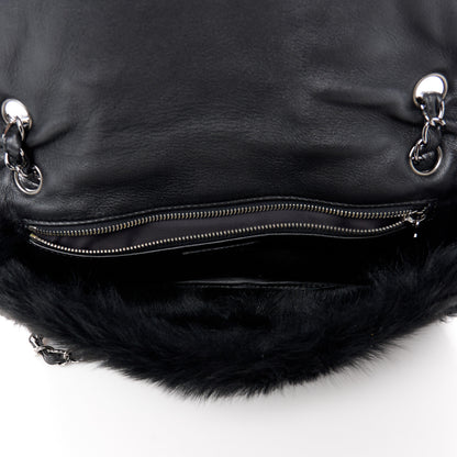 Chanel Suede Fur Quilted Flap Black 5 of 11