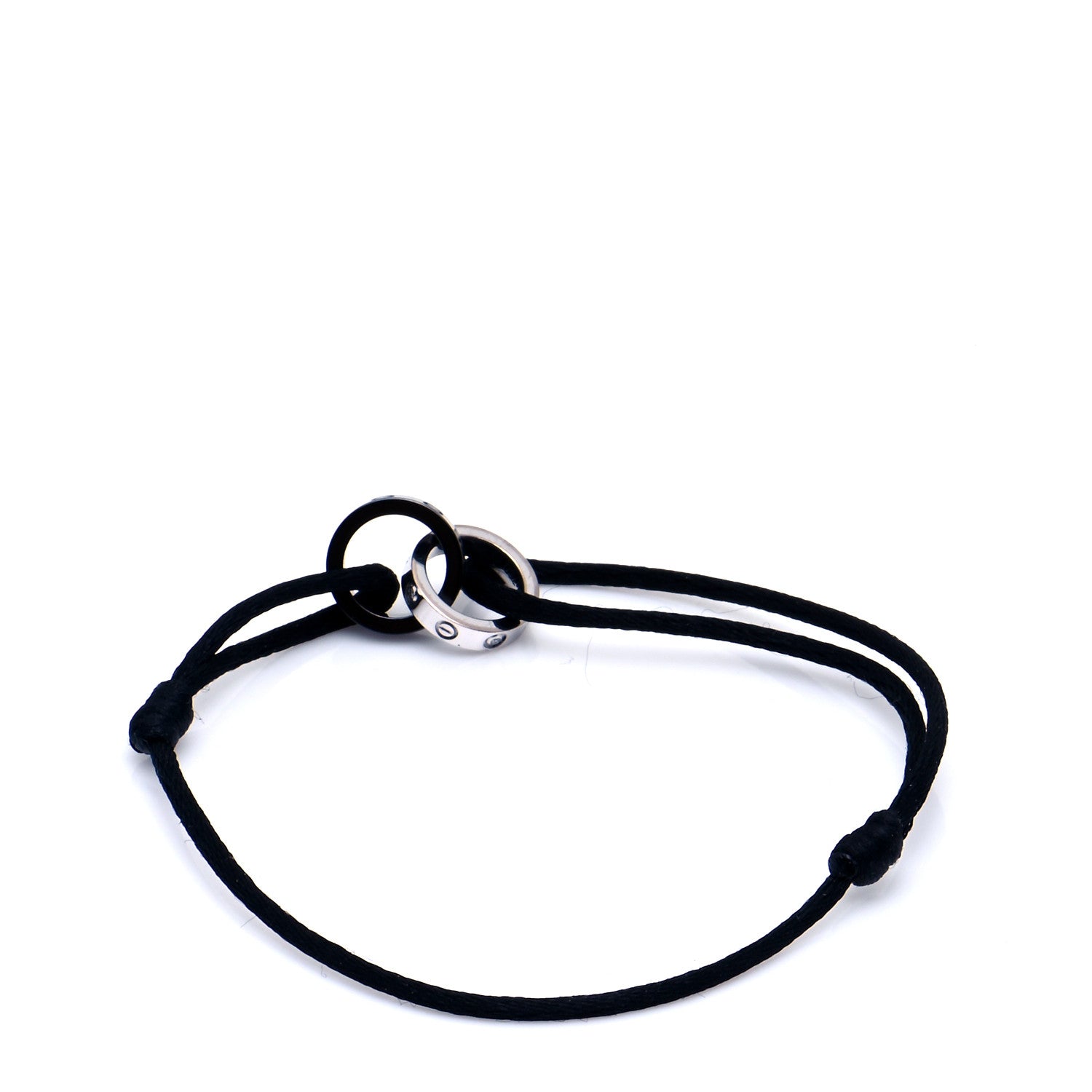 Cartier 18K White Gold Ceramic 4 Diamond LOVE Cord Bracelet Black 3 of 8