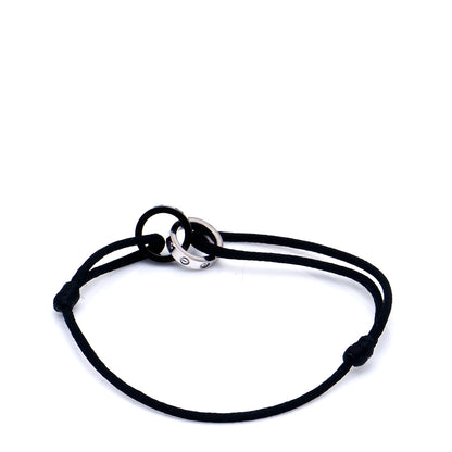 Cartier 18K White Gold Ceramic 4 Diamond LOVE Cord Bracelet Black 3 of 8