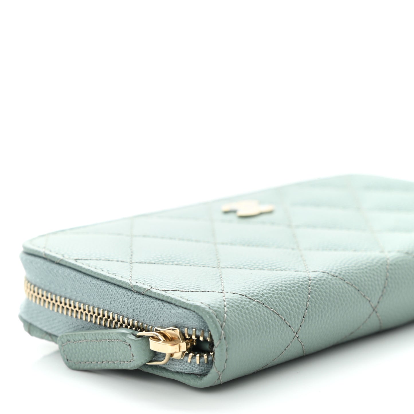Caviar Quilted Medium Zip Around Wallet Dark Green