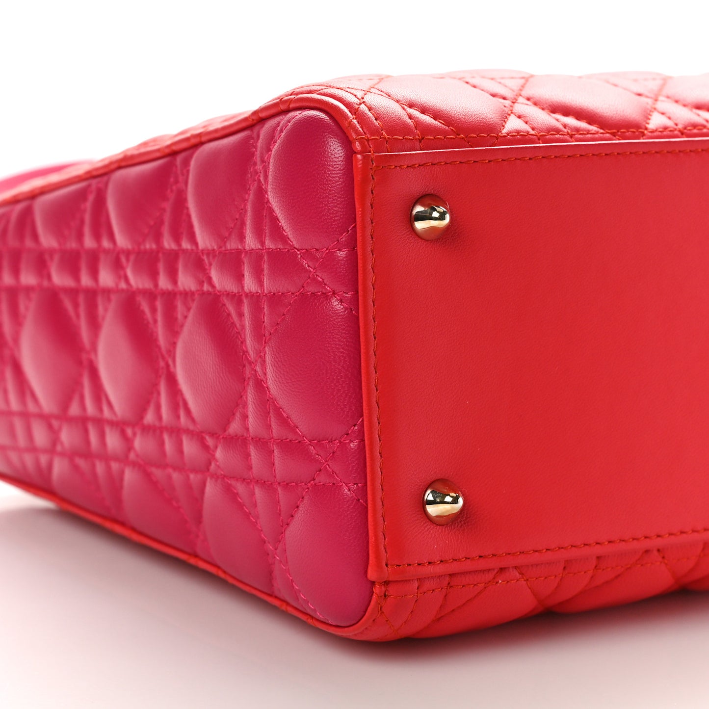 Lambskin Cannage Medium Bi-Color Lady Dior Orange Fuchsia