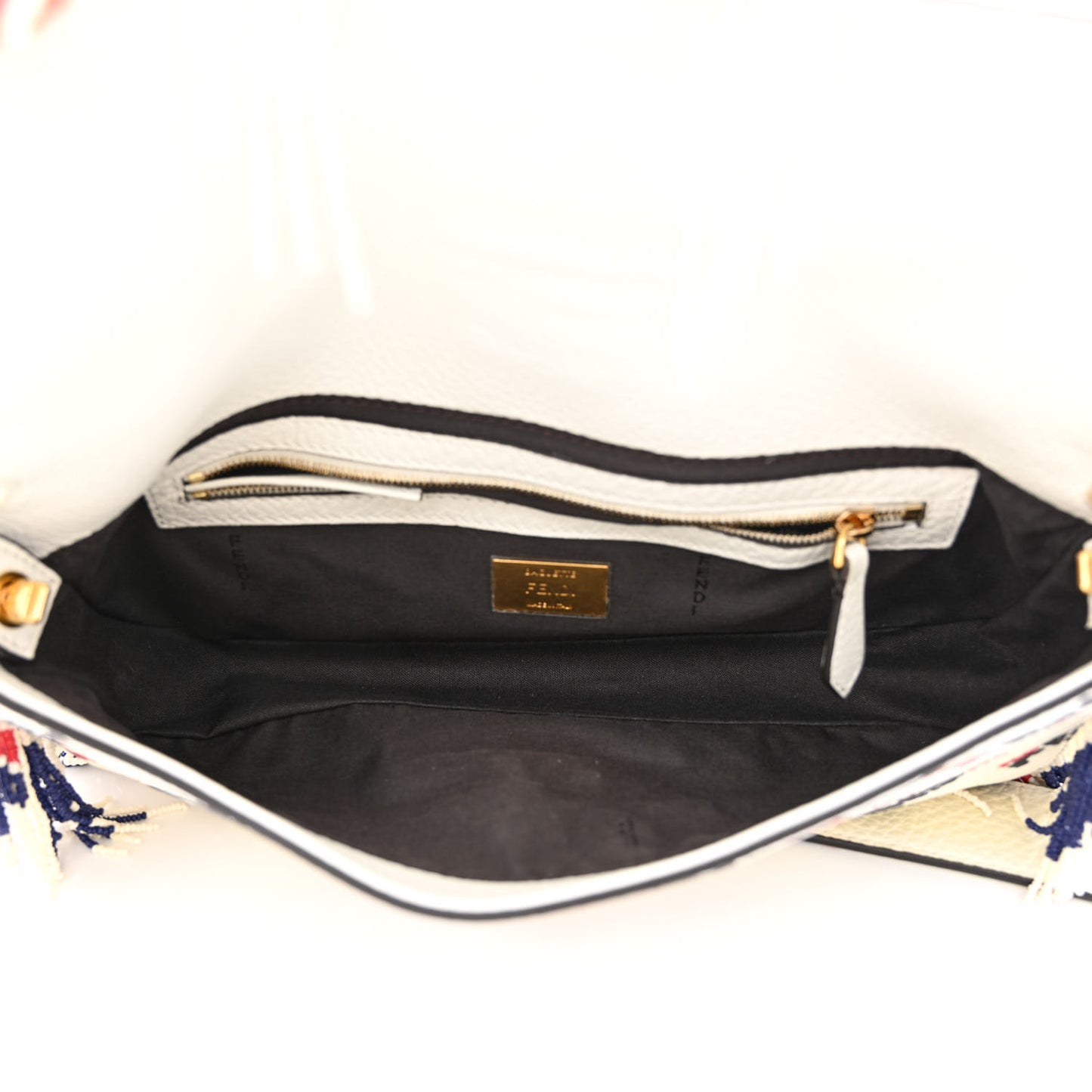 X FILA Calfskin Mania Fringe Baguette White