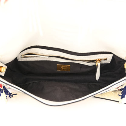 Fendi X FILA Calfskin Mania Fringe Baguette White 4 of 10