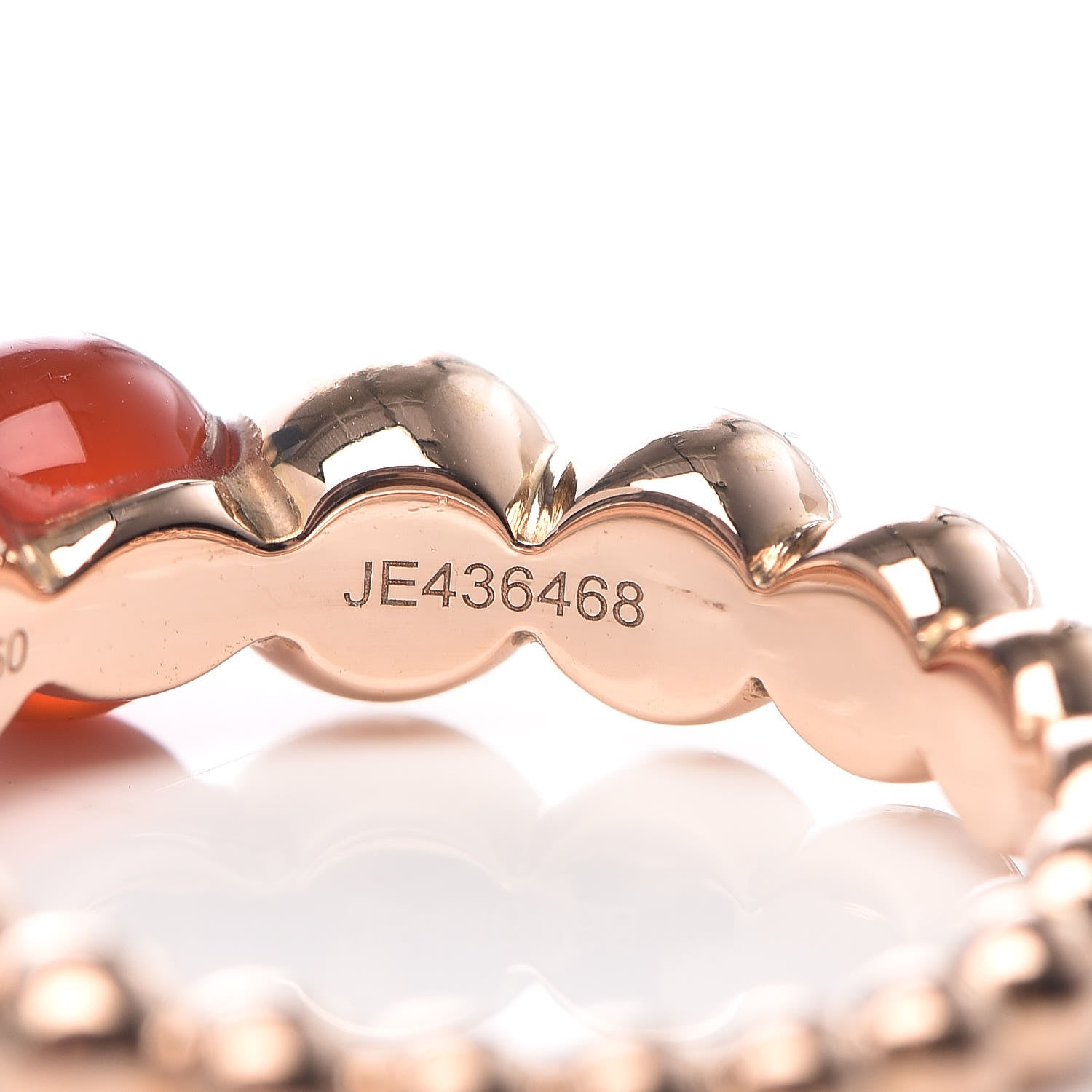 Van Cleef & Arpels 18K Rose Gold Carnelian Perlee Couleurs Variation Ring 50 5.25 5 of 6