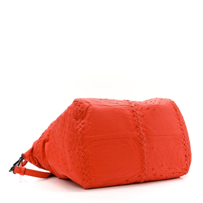 Bottega Veneta Ostrich Intrecciato Maxi Convertible Tote Red 4 of 10