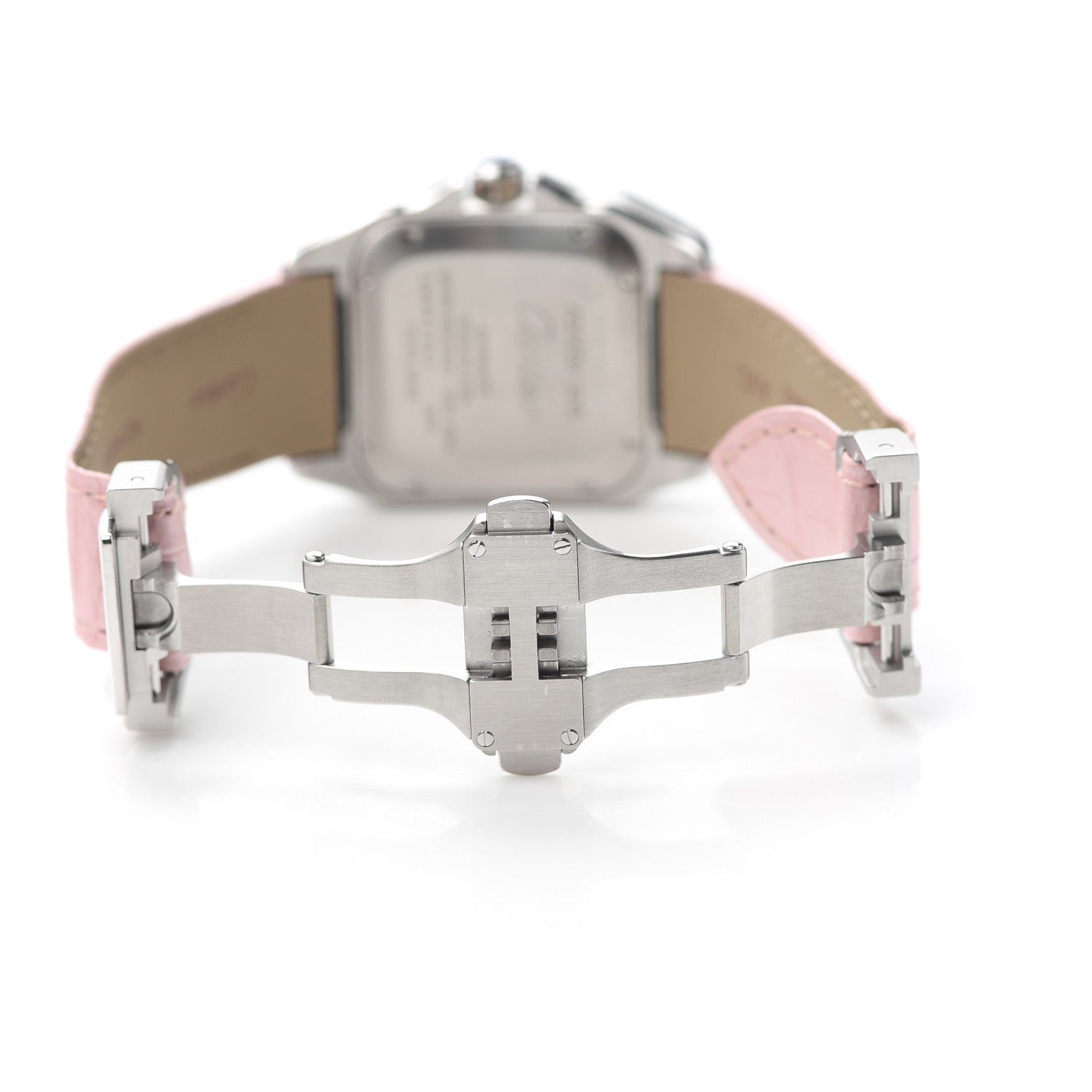 Cartier Stainless Steel Alligator 33mm Santos 100 Automatic Watch Pink 5 of 5