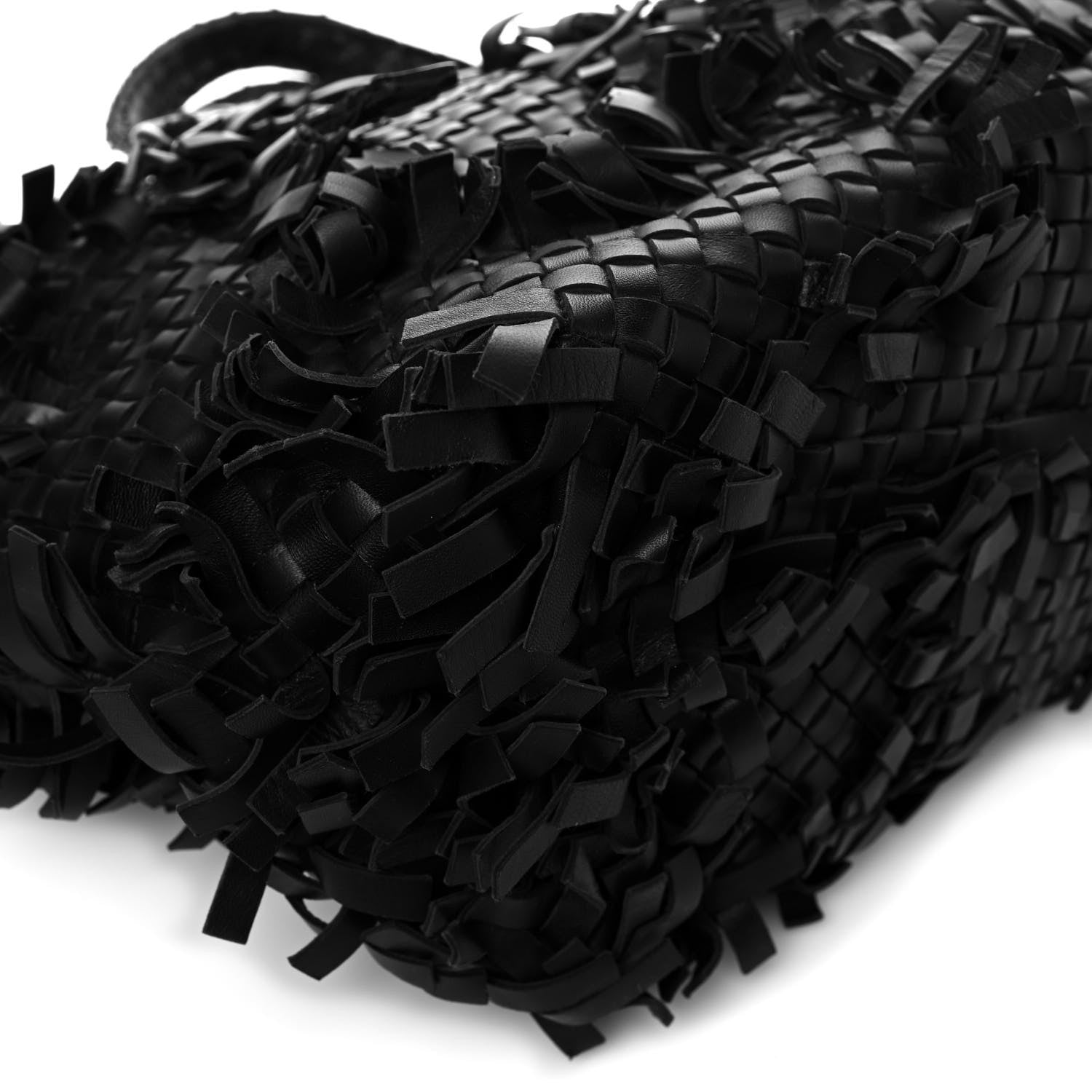 Bottega Veneta Nappa Intrecciato Patchwork Frayed Tote Black 7 of 10