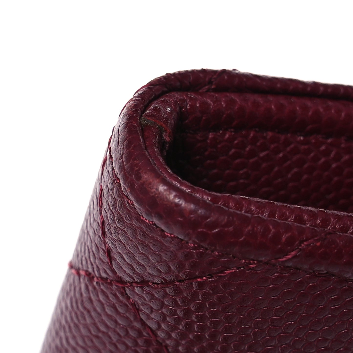 Caviar Quilted Large Gusset Flap Wallet Burgundy