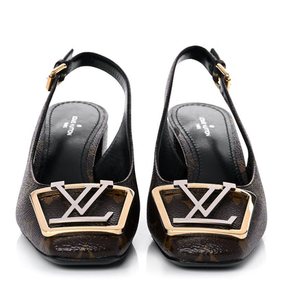 Louis Vuitton Monogram Madeleine Slingback Pumps 36.5 Brown 2 of 9