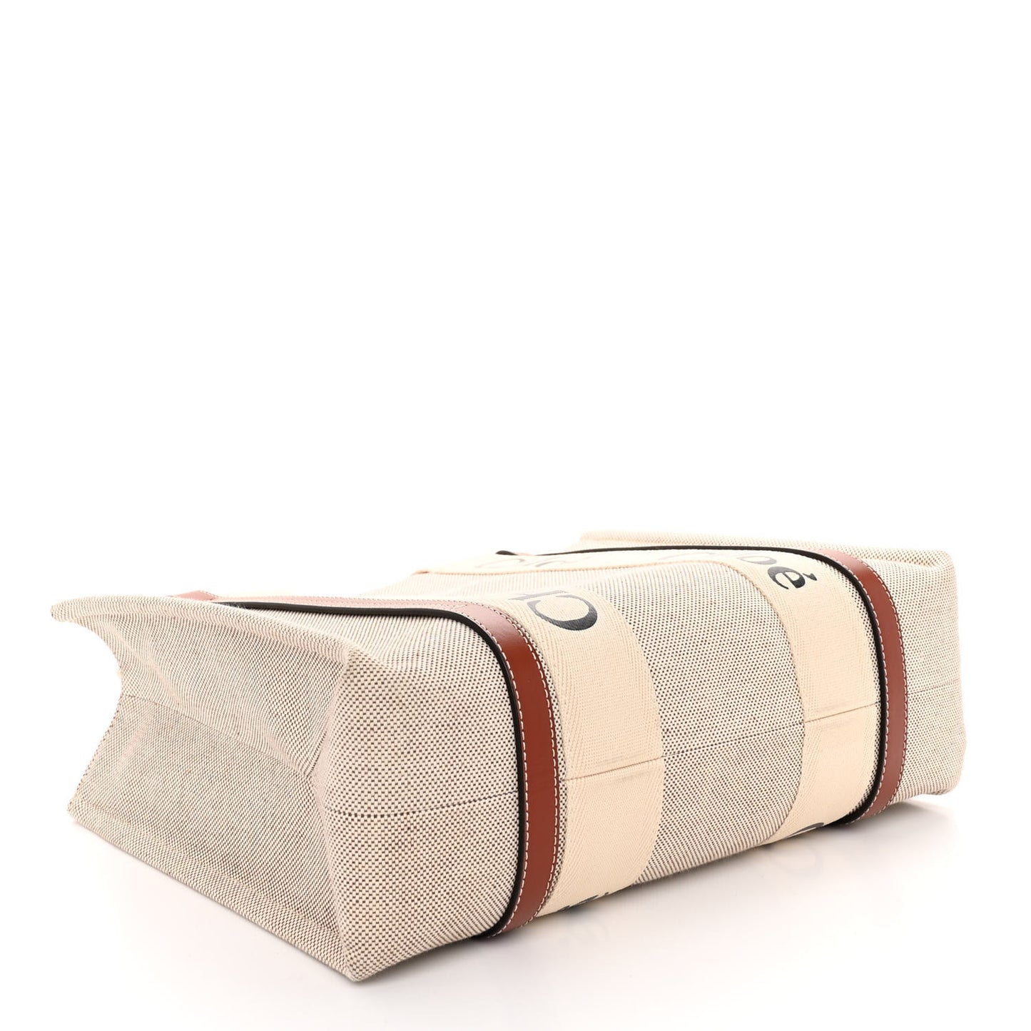 Cotton Calfskin Medium Woody Ribbon Tote White Brown