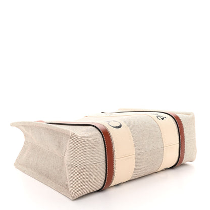 Chloe Cotton Calfskin Medium Woody Ribbon Tote White Brown 4 of 9