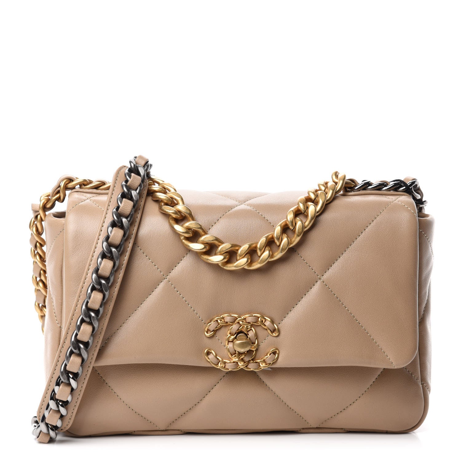 Chanel Lambskin Quilted Medium Chanel 19 Flap Dark Beige 1 of 11