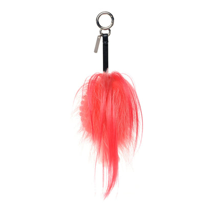 Fendi Shiny Nappa Goat Fox Fur Studded Punkito Karlito Bag Charm White Black Azalea 3 of 5