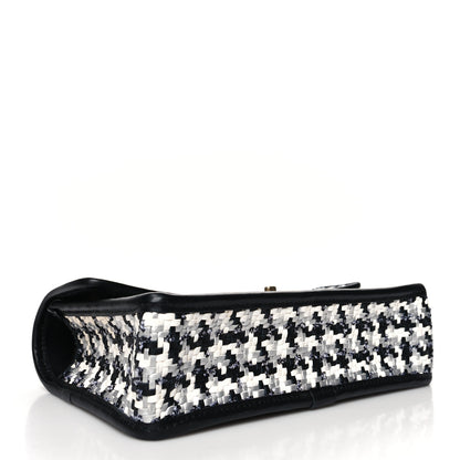 Chanel Metallic Lambskin Viscose Woven Flap Silver Black 4 of 11