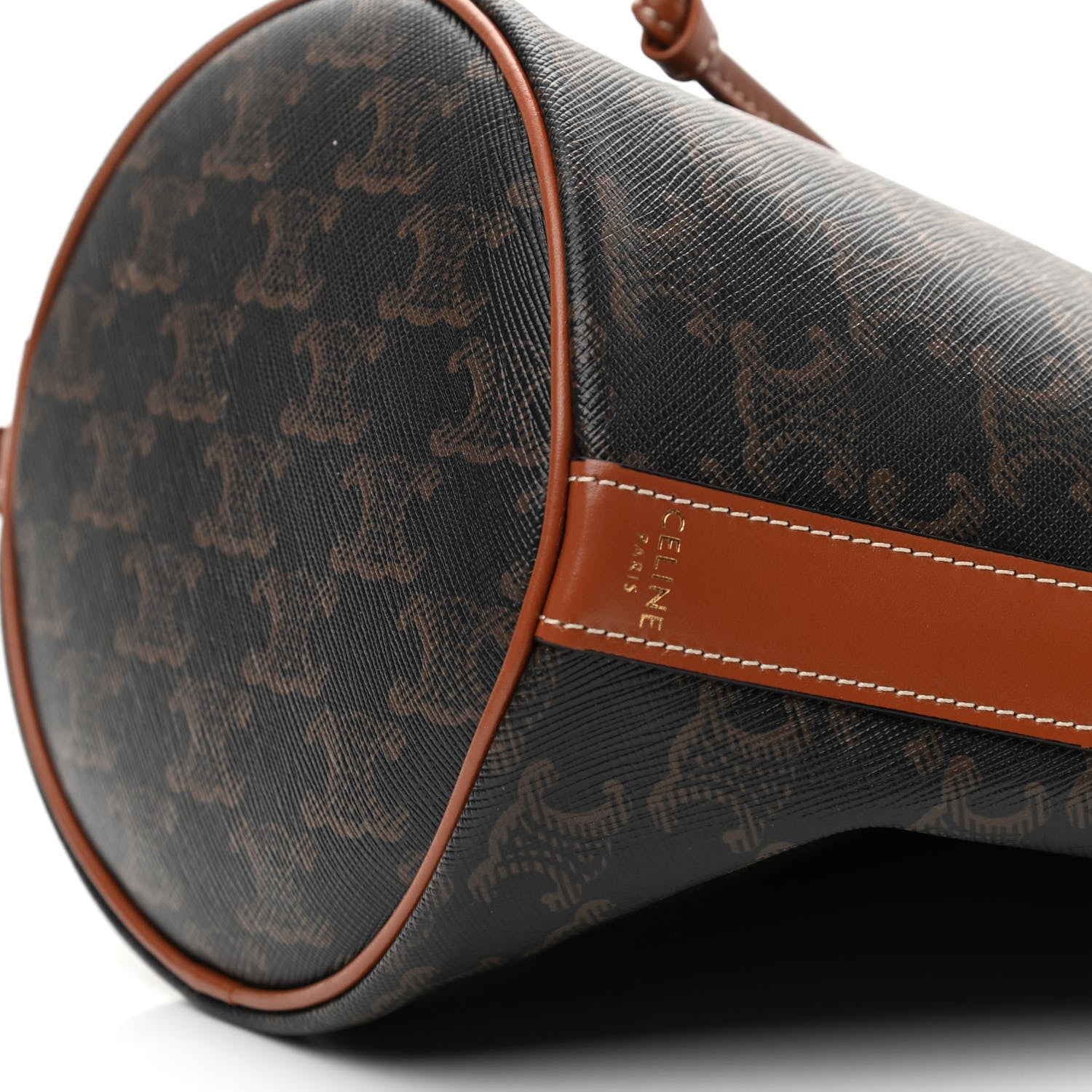 Celine Triomphe Canvas Calfskin Small Drawstring Bucket Bag Tan 9 of 9