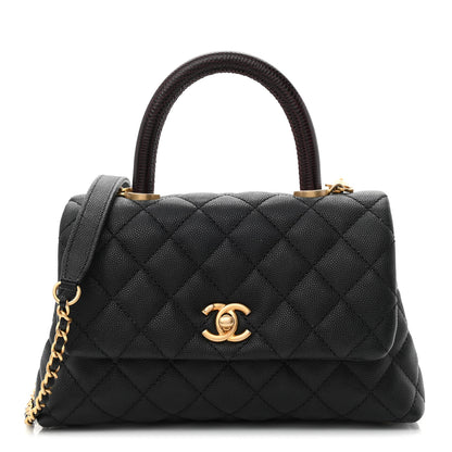 Chanel Caviar Lizard Embossed Quilted Mini Coco Handle Flap Black 2 of 20