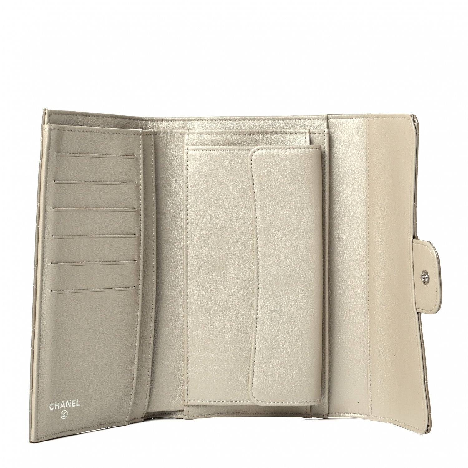 Chanel Patent Calfskin Quilted Large Flap Wallet Ivory 4 of 6