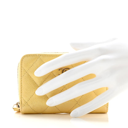 Chanel Iridescent Caviar Quilted Zip Coin Purse Yellow 2 of 9