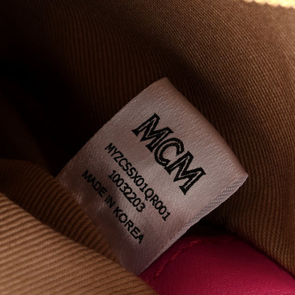 MCM Calfskin Color Splash Mini Pouch on Chain Pink 6 of 9