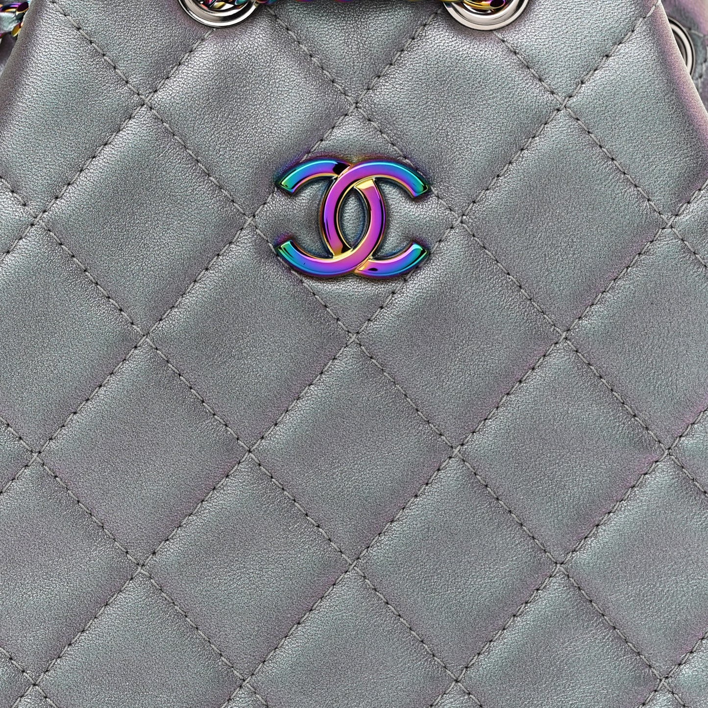 Iridescent Lambskin Calfskin Small Quilted Gabrielle Backpack Light Purple