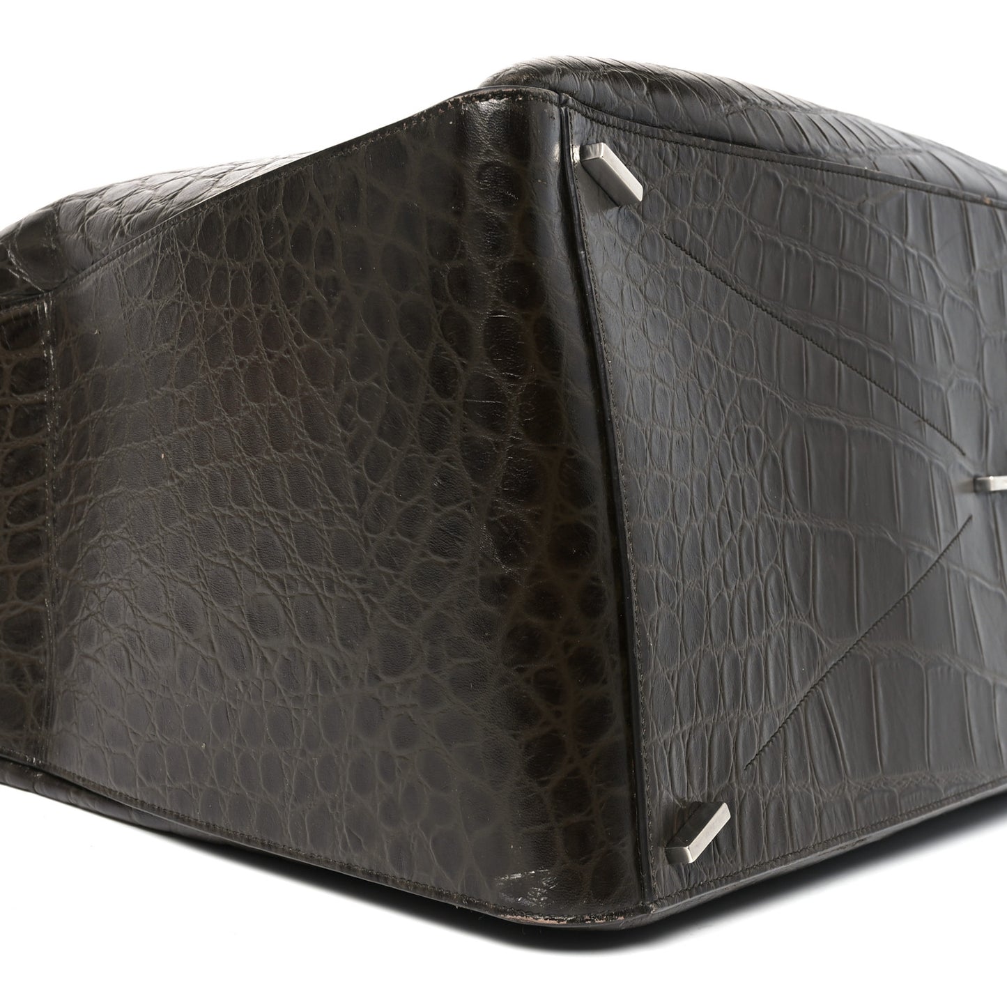 Calfskin Crocodile Embossed Large Star Tote Brown