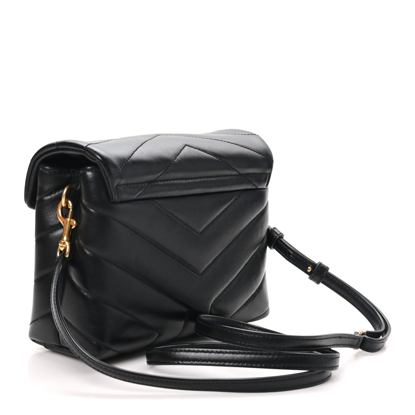 Calfskin Y Quilted Monogram Toy Loulou Crossbody Bag Black