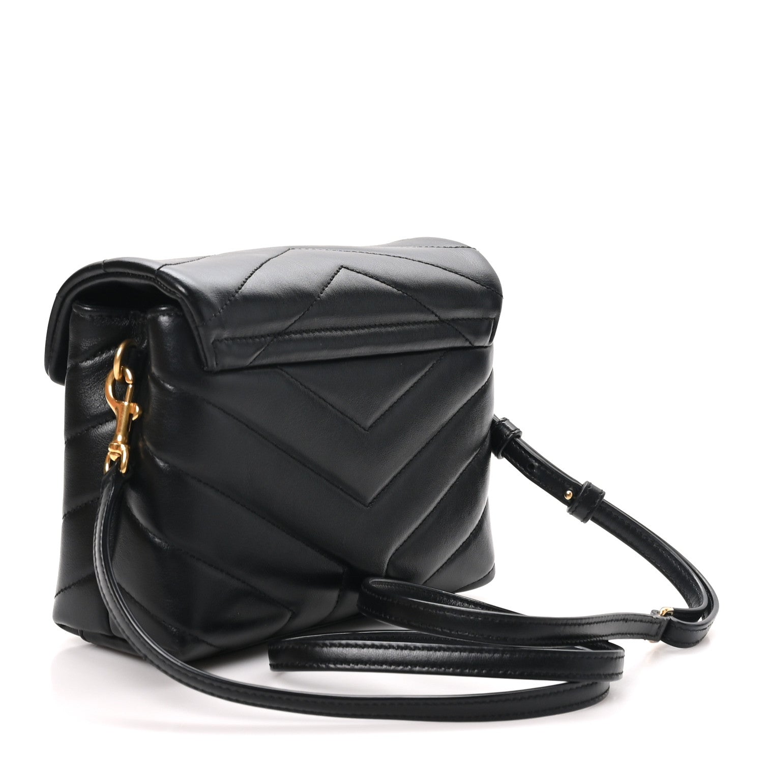 Saint Laurent Calfskin Y Quilted Monogram Toy Loulou Crossbody Bag Black 2 of 10