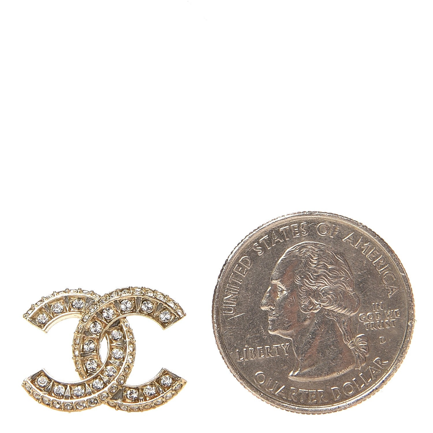 Chanel Crystal CC Earrings Gold 2 of 5