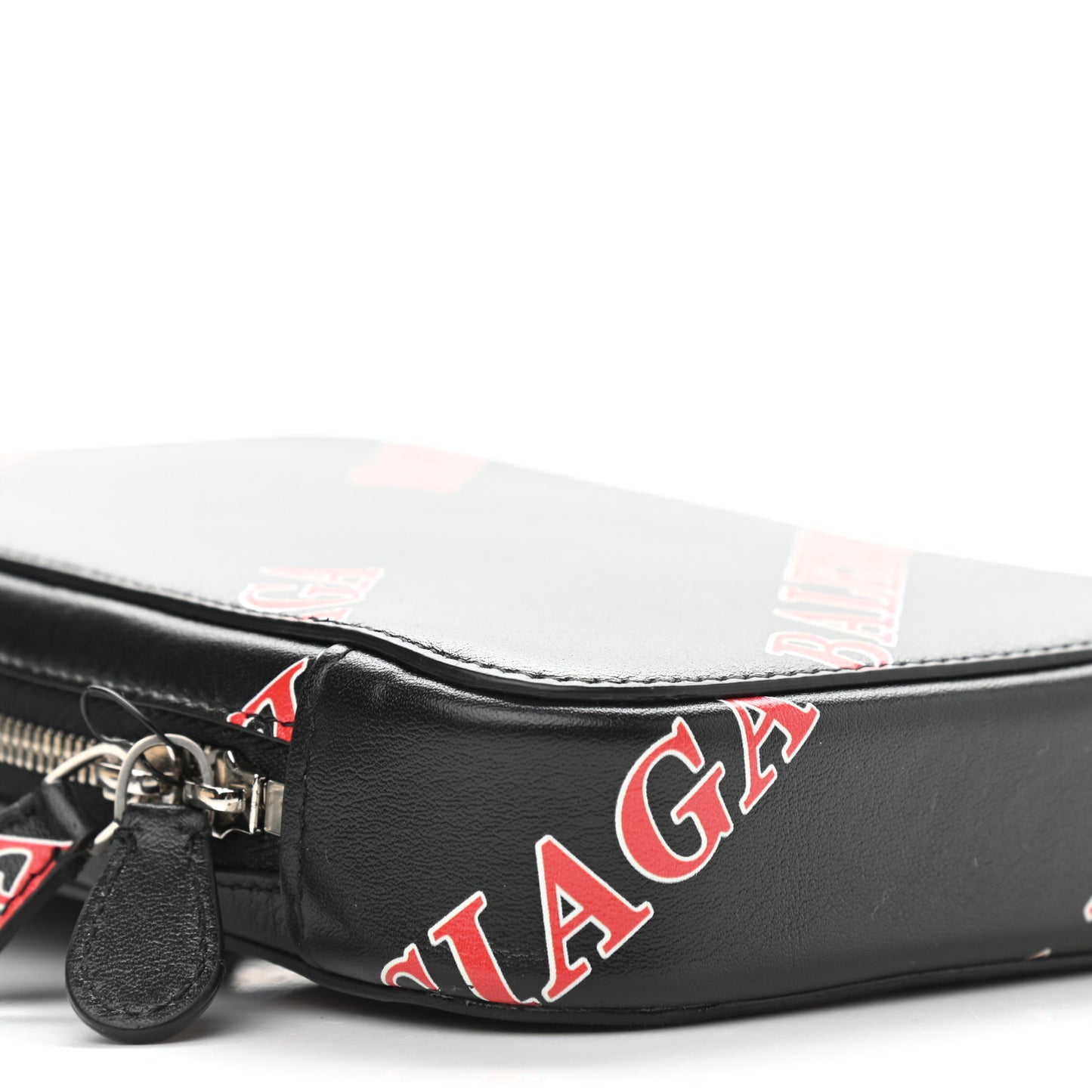 Calfskin Logo Print Cash Phone Holder Bag Black Red