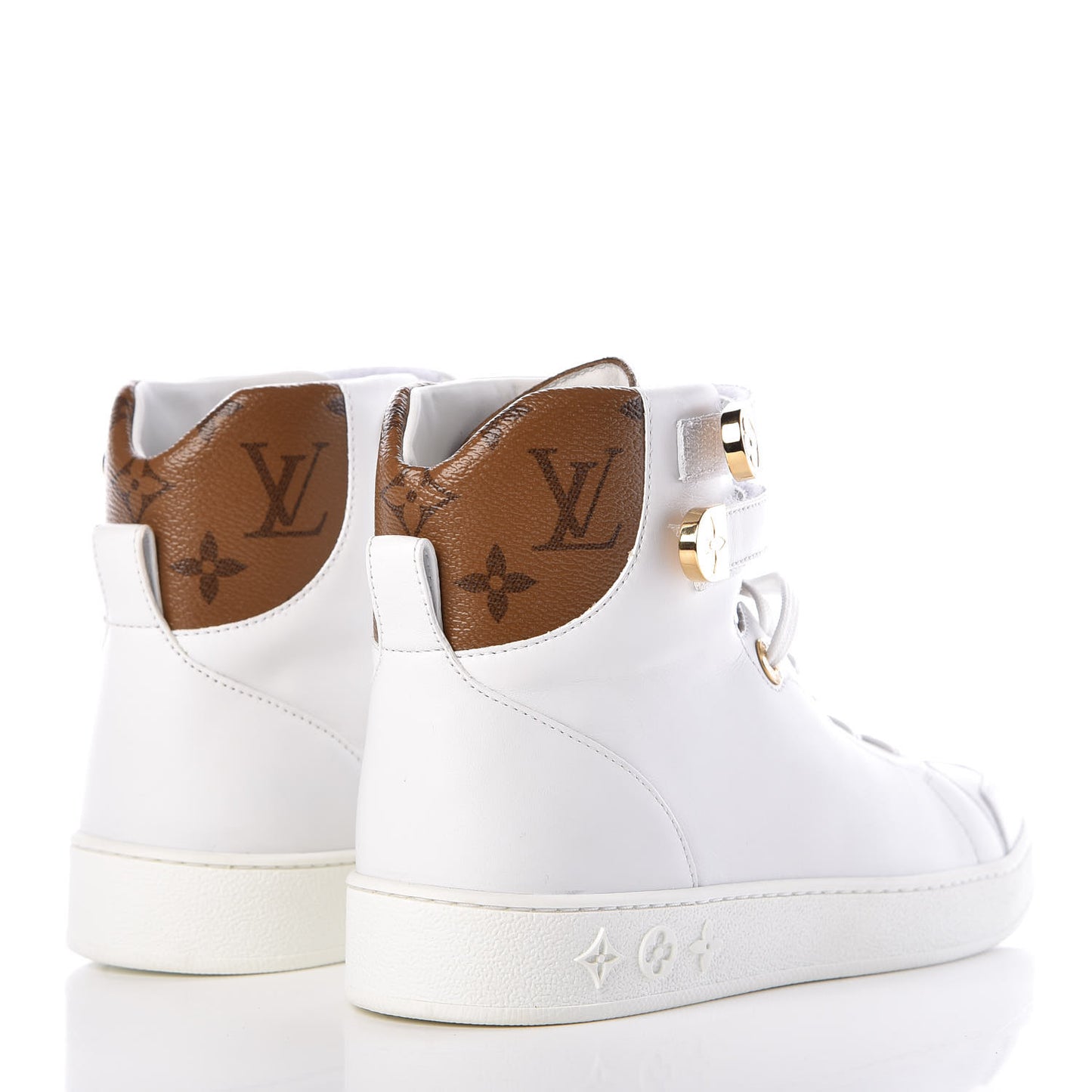 Calfskin Reverse Monogram Boombox High Top Sneakers 37.5 White