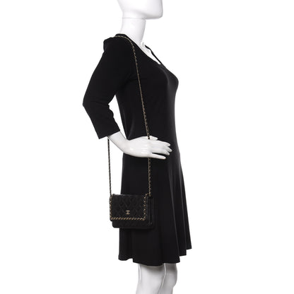 Chanel Lambskin Quilted Chain Around Wallet On Chain WOC Black 2 of 11