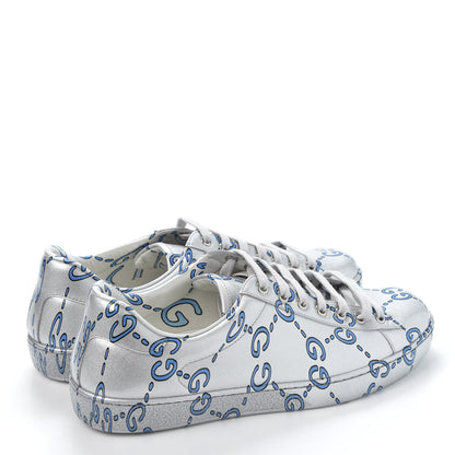 Gucci Miro Rubber Wax GucciGhost Print Mens New Ace Sneakers 7 Silver 4 of 9