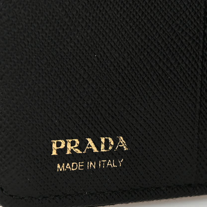 Prada Saffiano Triangle Compact Zip Around Wallet Black 6 of 7