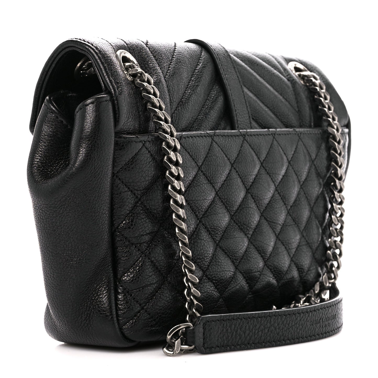 Sheepskin Tri-Quilt Monogram Medium College Bag Black