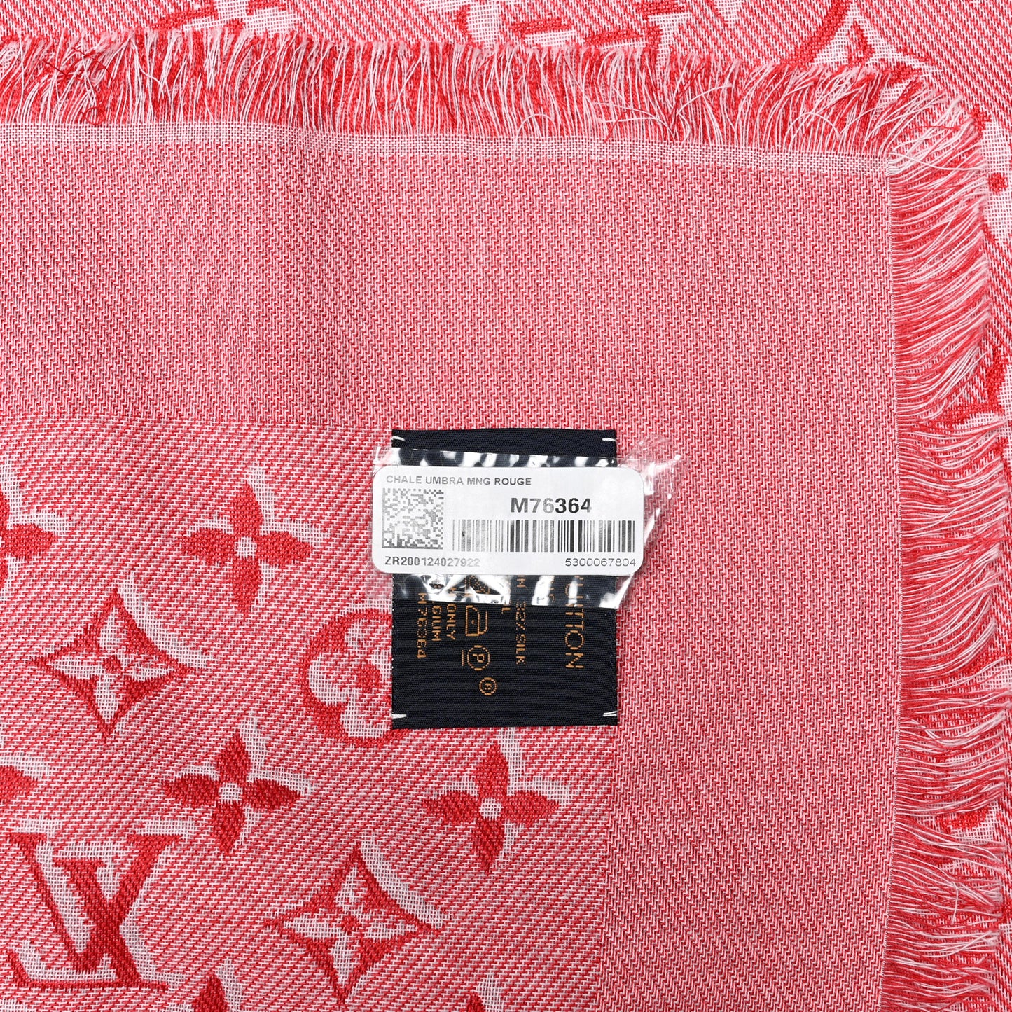 Silk Wool Monogram Umbra Shawl Rouge