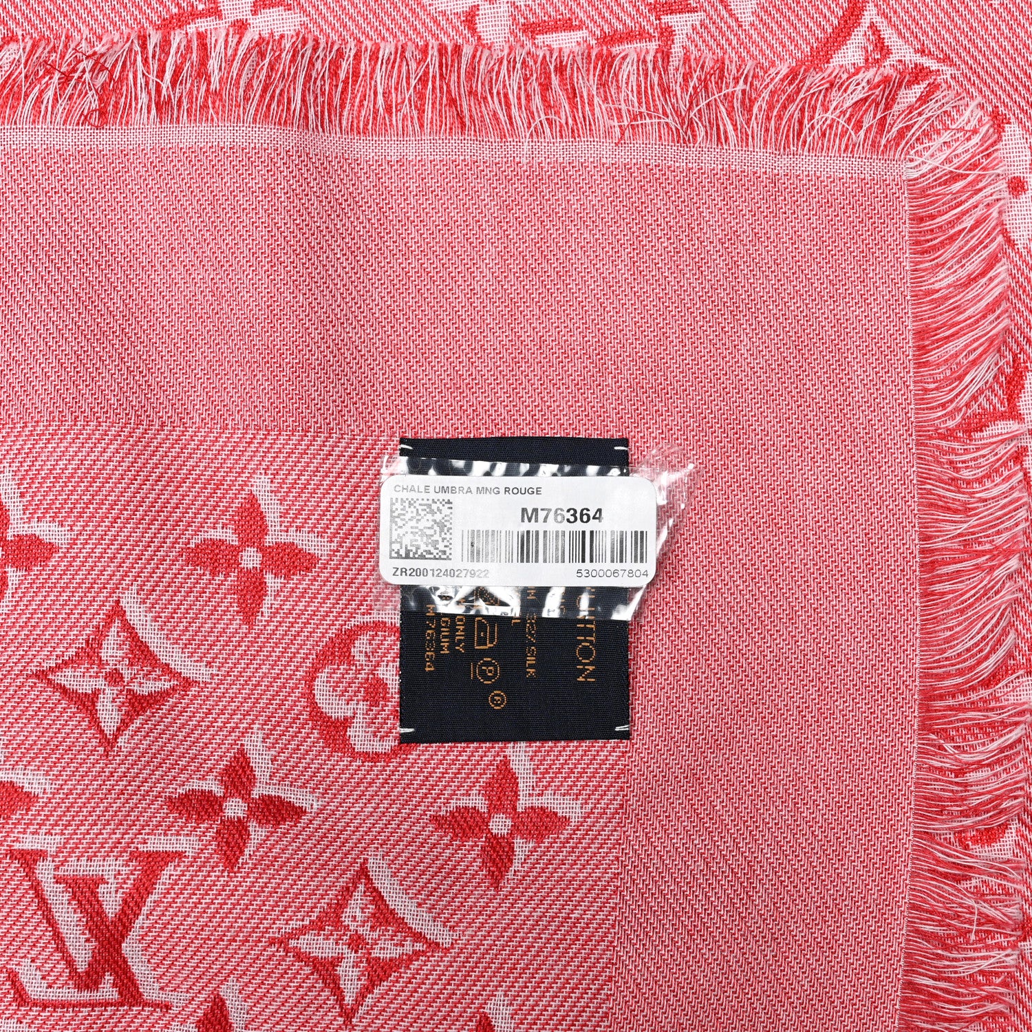 Louis Vuitton Silk Wool Monogram Umbra Shawl Rouge 3 of 3