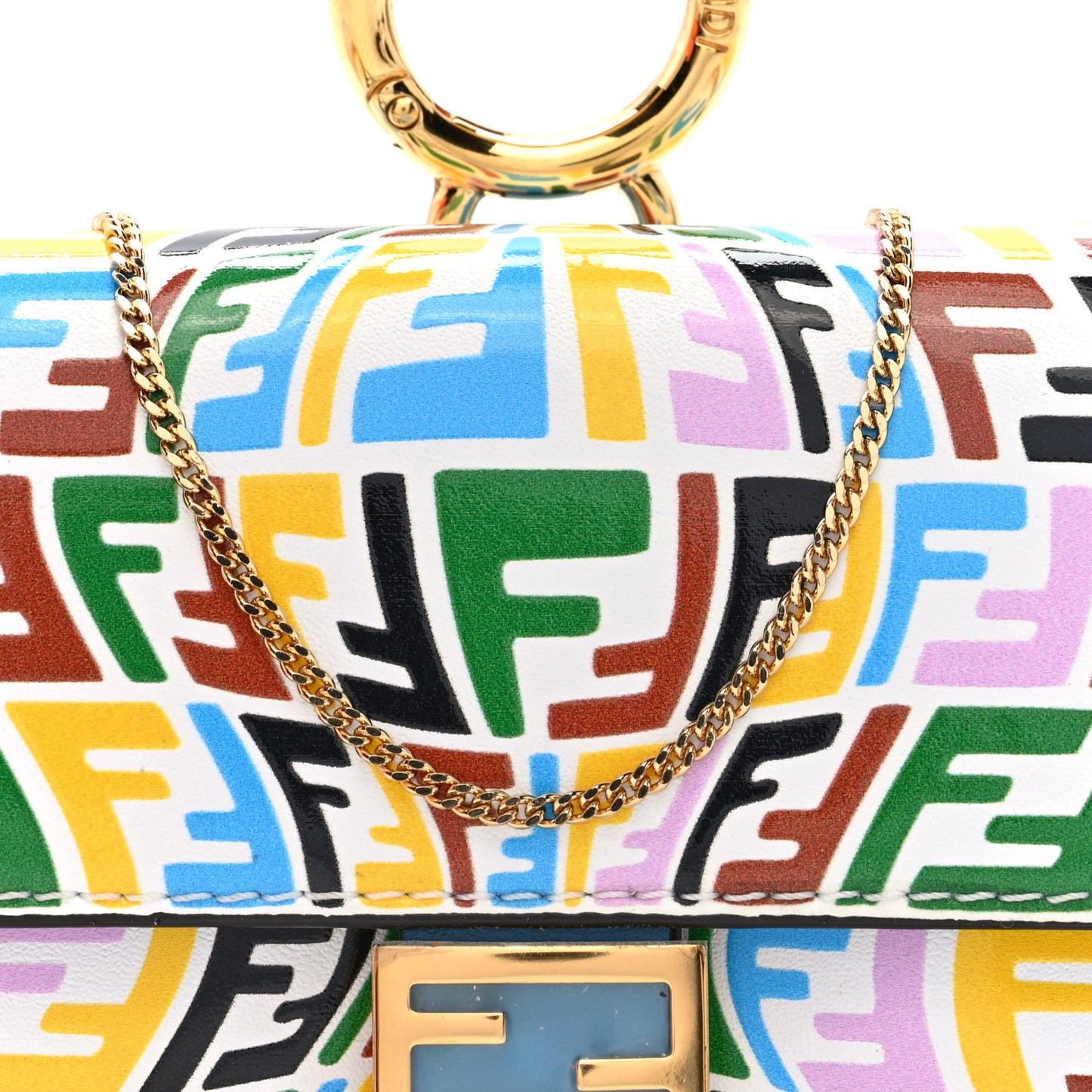 X SARAH COLEMAN Vitello Liberty Ceylon Micro FF Fish Eye Embossed Nano Baguette Charm Multicolor Cyber Blue