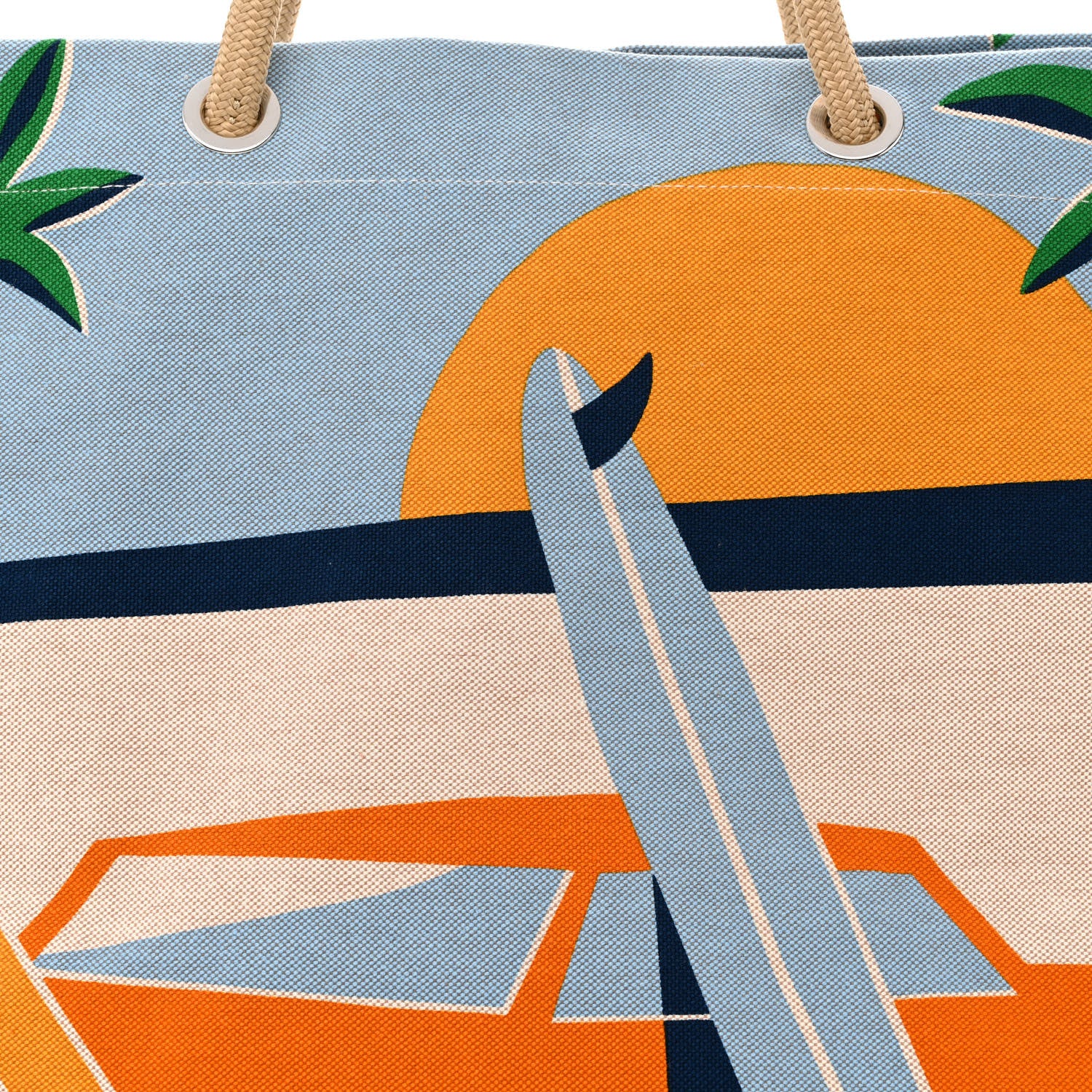 Hermes Canvas Apres la Vague Beach Bag Orange Bleu 7 of 9