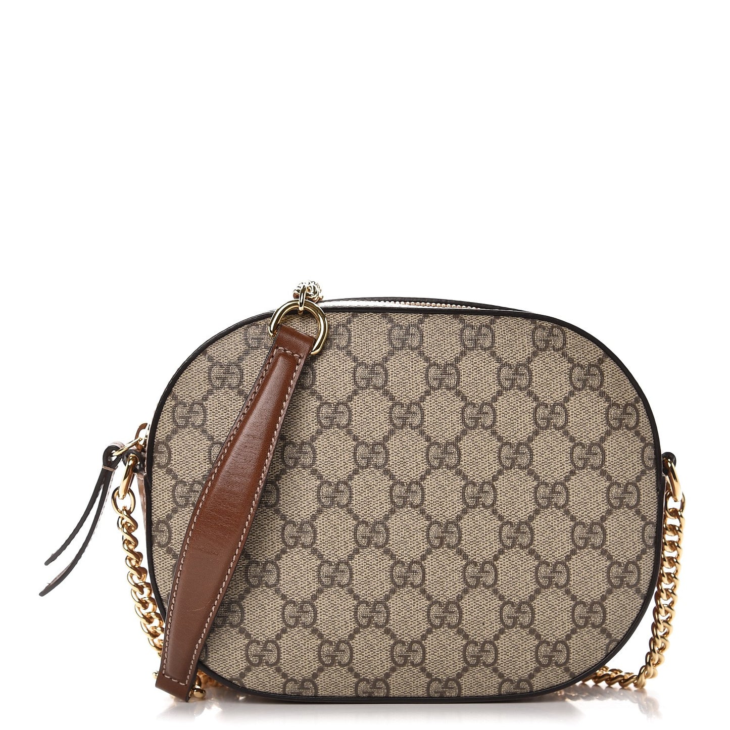 GG Supreme Monogram Cuoio Toscano Mini Chain Shoulder Bag Beige Ebony Cuir