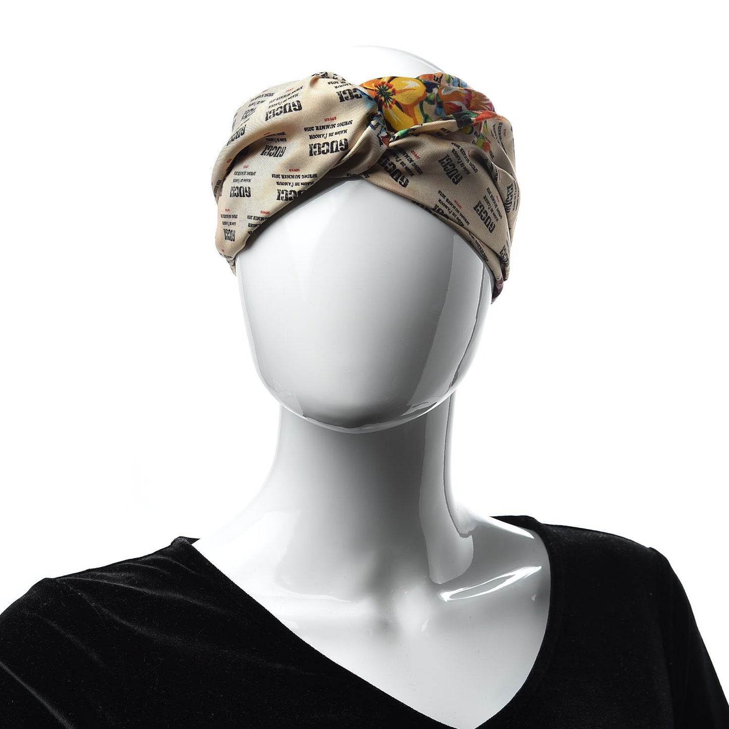 Silk Vintage Stamp Print Duchesse Headband 56