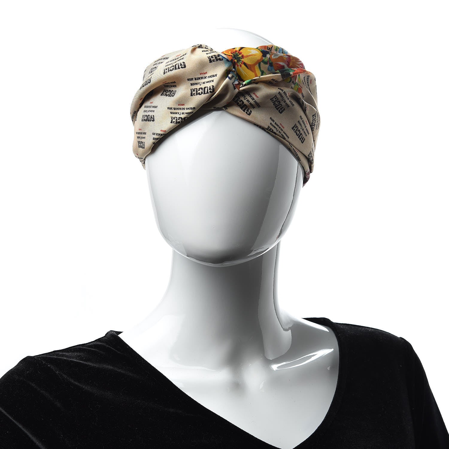 Gucci Silk Vintage Stamp Print Duchesse Headband 56 2 of 7