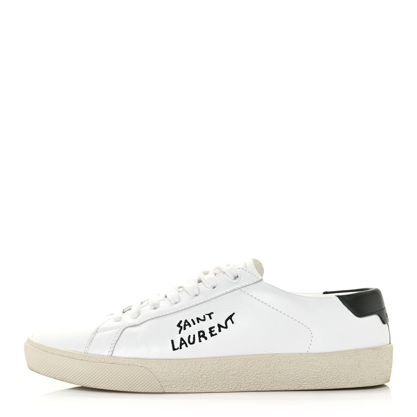 Calfskin Embroidered Court Classic Sneakers 38.5 White Black