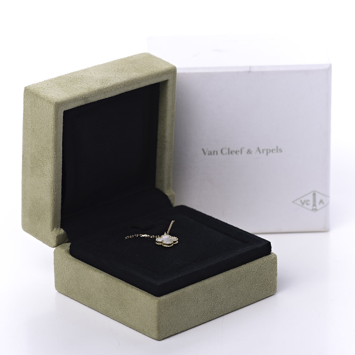 Van Cleef & Arpels 18K Yellow Gold Mother of Pearl Sweet Alhambra Pendant Necklace 7 of 7