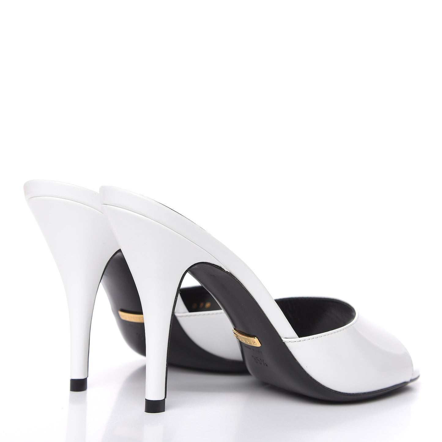 Polished Calfskin Scarlet Mid Heel Slide Sandals 35.5 Great White