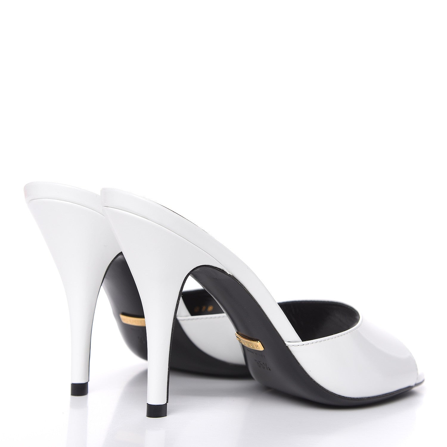Gucci Polished Calfskin Scarlet Mid Heel Slide Sandals 35.5 Great White 4 of 9