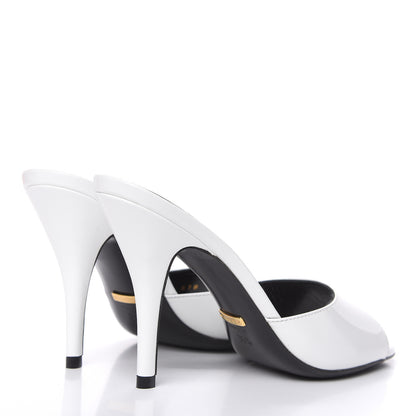 Gucci Polished Calfskin Scarlet Mid Heel Slide Sandals 35.5 Great White 4 of 9