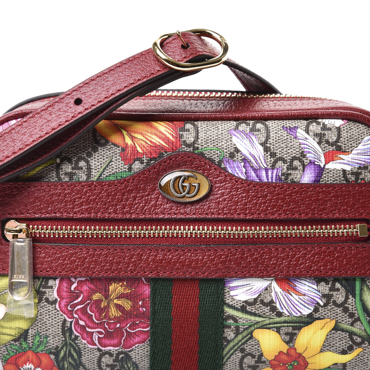GG Supreme Monogram Flora Web Mini Ophidia Shoulder Bag Red